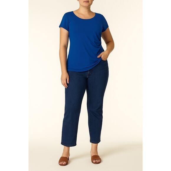 5 for $17 Loft Outlet Jeans Women’s 12 Blue Dark Wash Curvy Strait Denim Button - Picture 1 of 7